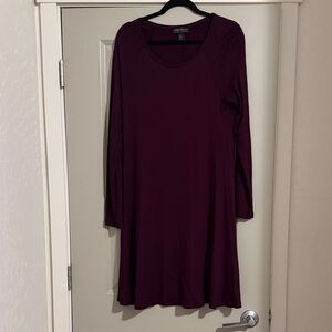 Forever 21 Women's Long Sleeve Scoop Neck A-Line Dress - Plum